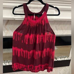 Torrid Burgundy & Red Sleeveless Tie Dye Pattern Flowy Blouse Size 0 / L / 12